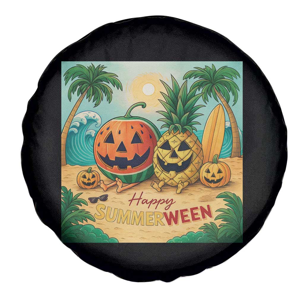 Retro Tropical Summerween Spare Tire Cover Halloween Summer Beach Cocktail Boo - Wonder Print Shop
