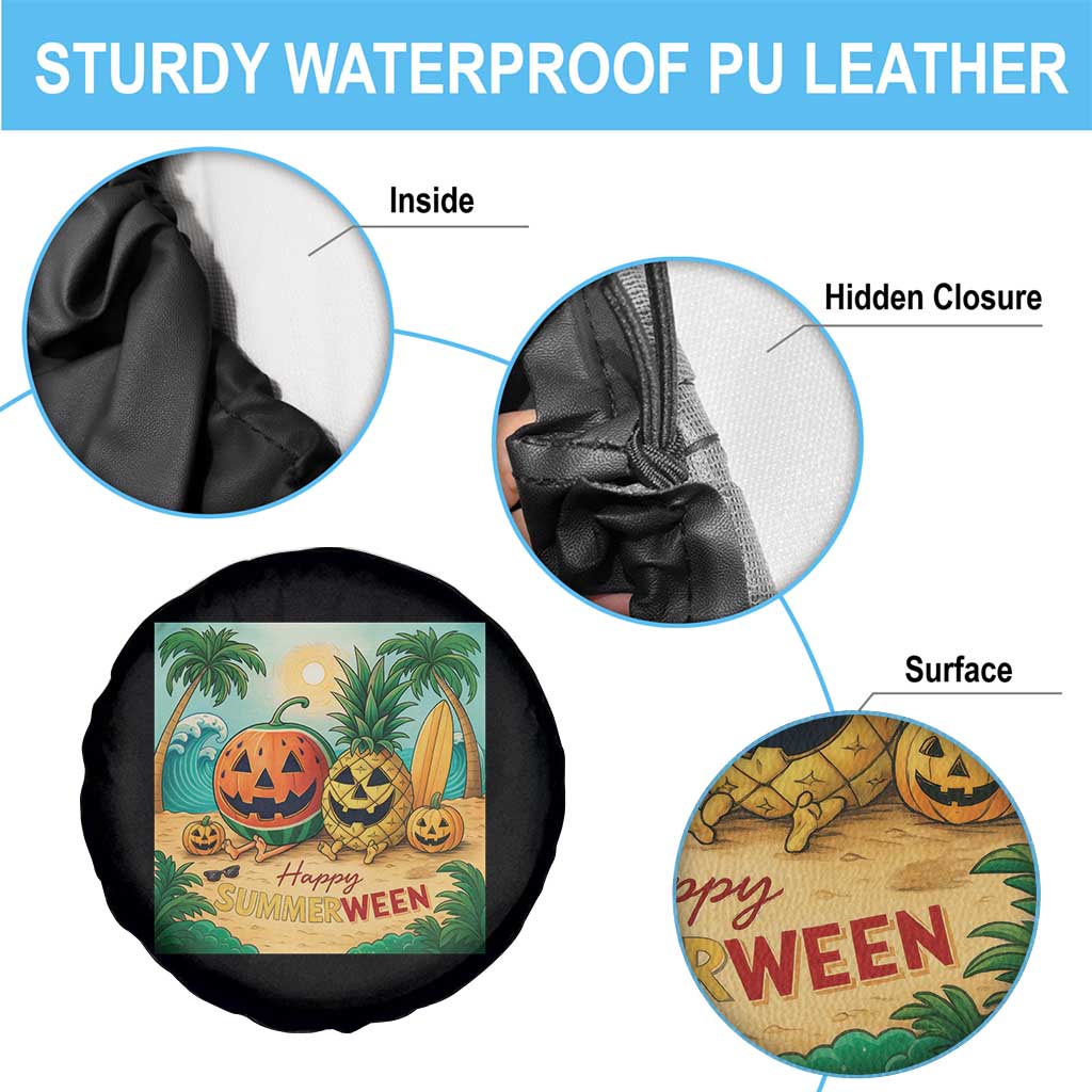 Retro Tropical Summerween Spare Tire Cover Halloween Summer Beach Cocktail Boo - Wonder Print Shop