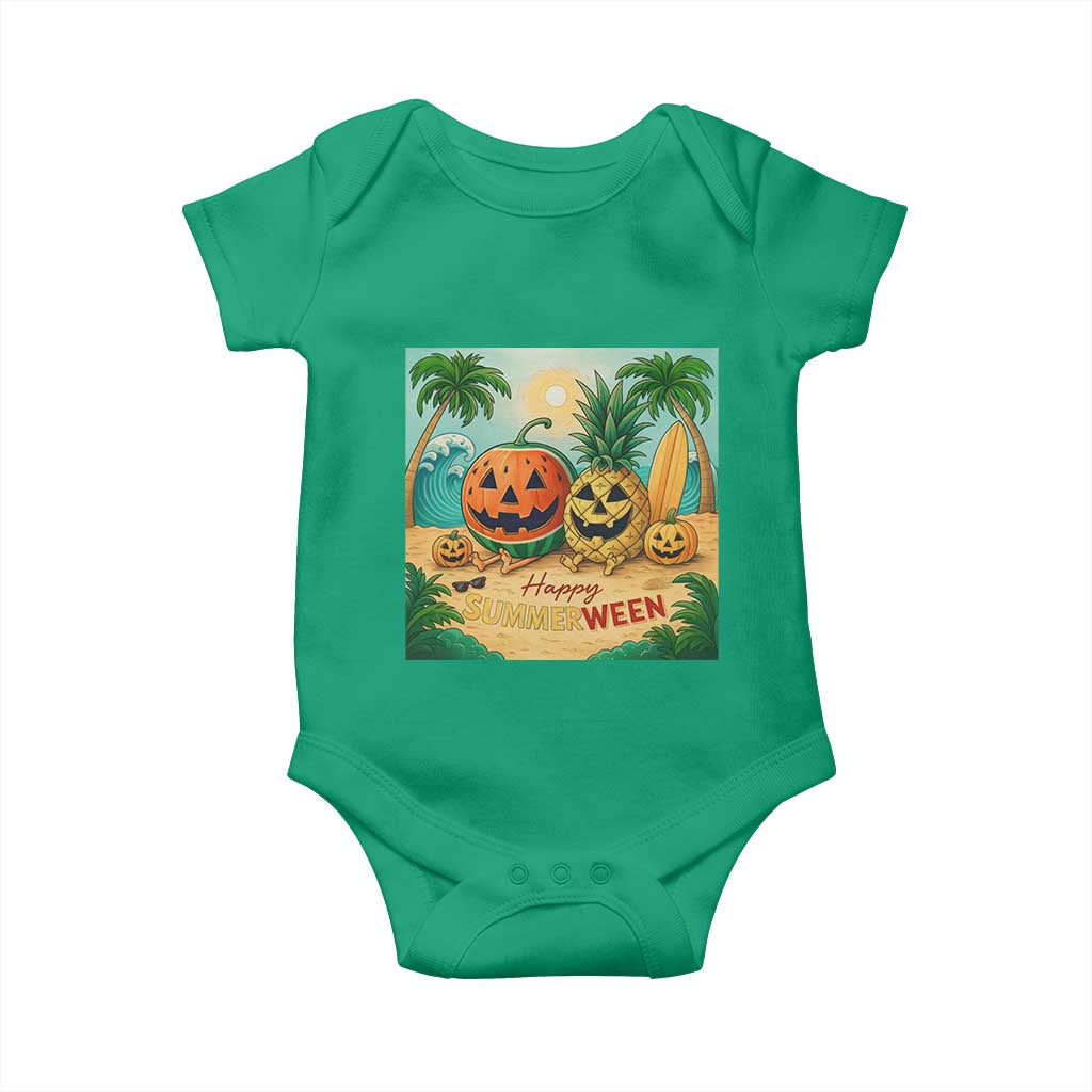 Retro Tropical Summerween Baby Onesie Halloween Summer Beach Cocktail Boo - Wonder Print Shop