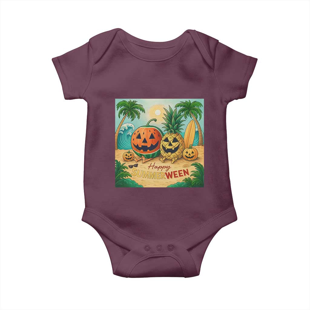 Retro Tropical Summerween Baby Onesie Halloween Summer Beach Cocktail Boo - Wonder Print Shop