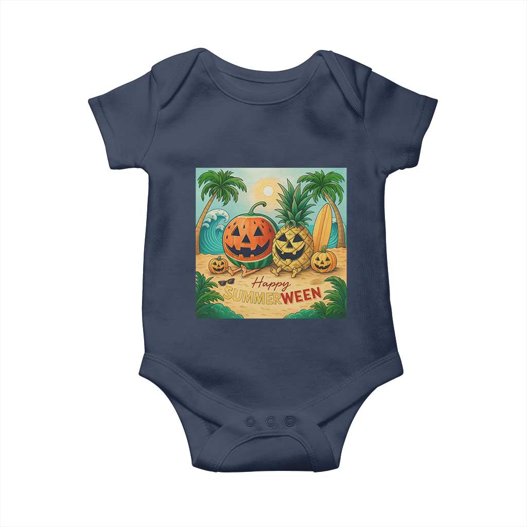 Retro Tropical Summerween Baby Onesie Halloween Summer Beach Cocktail Boo - Wonder Print Shop