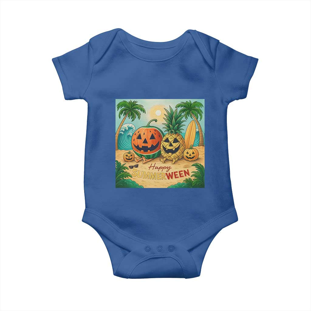 Retro Tropical Summerween Baby Onesie Halloween Summer Beach Cocktail Boo - Wonder Print Shop