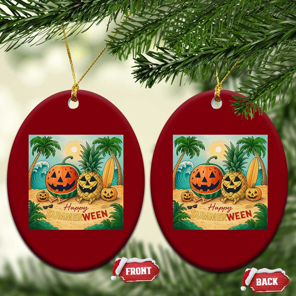 Retro Tropical Summerween Ceramic Ornament Halloween Summer Beach Cocktail Boo - Wonder Print Shop