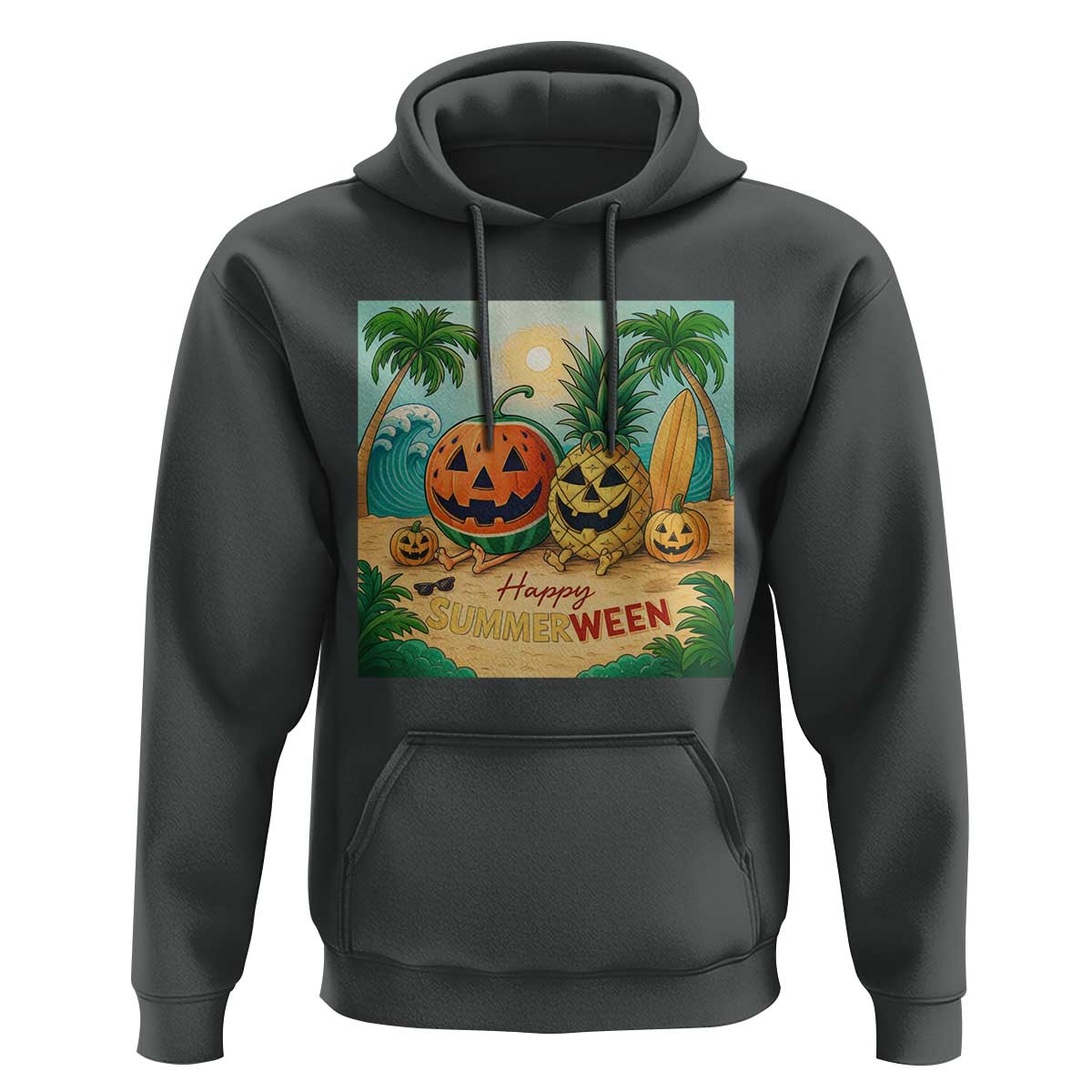 Retro Tropical Summerween Hoodie Halloween Summer Beach Cocktail Boo - Wonder Print Shop
