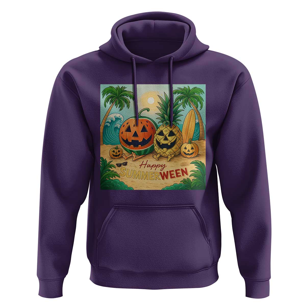 Retro Tropical Summerween Hoodie Halloween Summer Beach Cocktail Boo - Wonder Print Shop