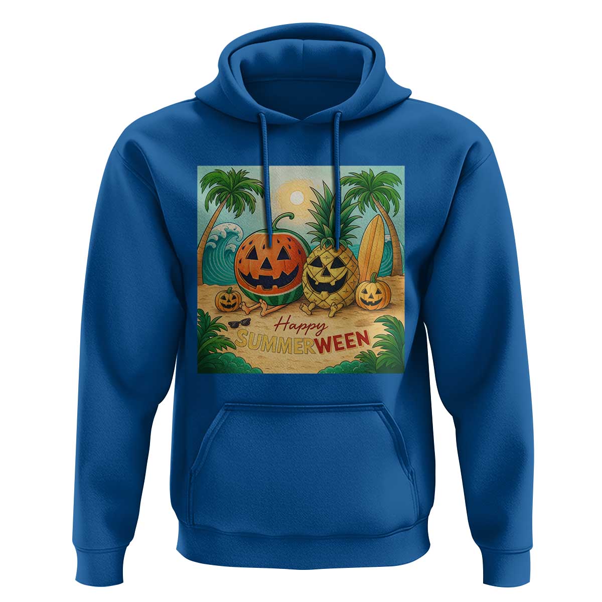 Retro Tropical Summerween Hoodie Halloween Summer Beach Cocktail Boo - Wonder Print Shop
