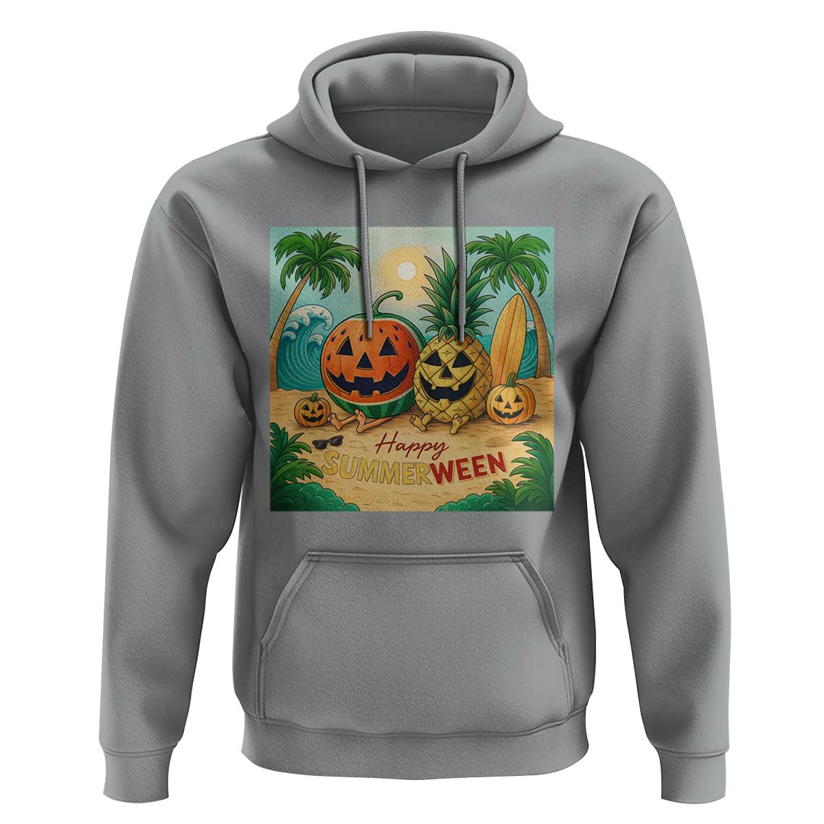Retro Tropical Summerween Hoodie Halloween Summer Beach Cocktail Boo - Wonder Print Shop