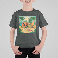 Retro Tropical Summerween T Shirt For Kid Halloween Summer Beach Cocktail Boo - Wonder Print Shop