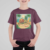 Retro Tropical Summerween T Shirt For Kid Halloween Summer Beach Cocktail Boo - Wonder Print Shop