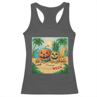 Retro Tropical Summerween Racerback Tank Top Halloween Summer Beach Cocktail Boo - Wonder Print Shop