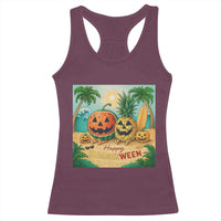 Retro Tropical Summerween Racerback Tank Top Halloween Summer Beach Cocktail Boo - Wonder Print Shop