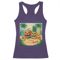 Retro Tropical Summerween Racerback Tank Top Halloween Summer Beach Cocktail Boo - Wonder Print Shop