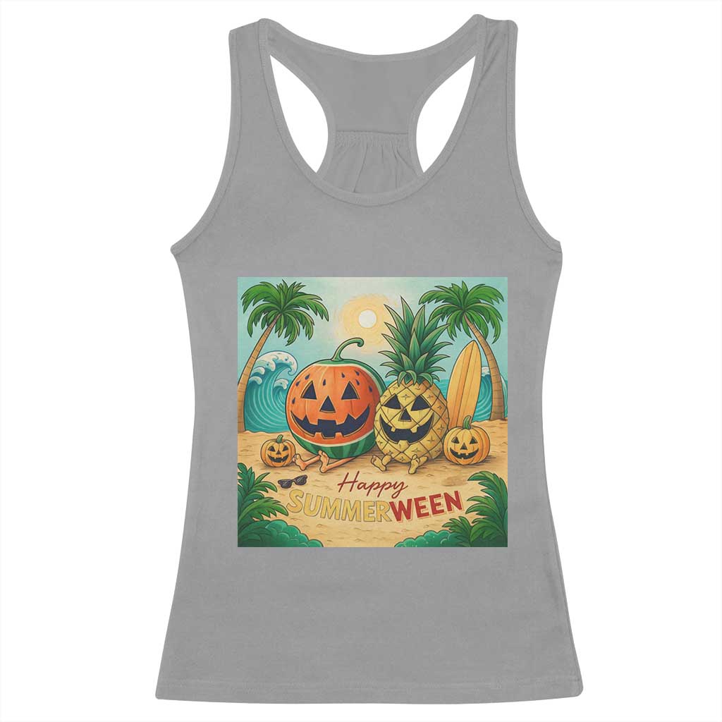 Retro Tropical Summerween Racerback Tank Top Halloween Summer Beach Cocktail Boo - Wonder Print Shop