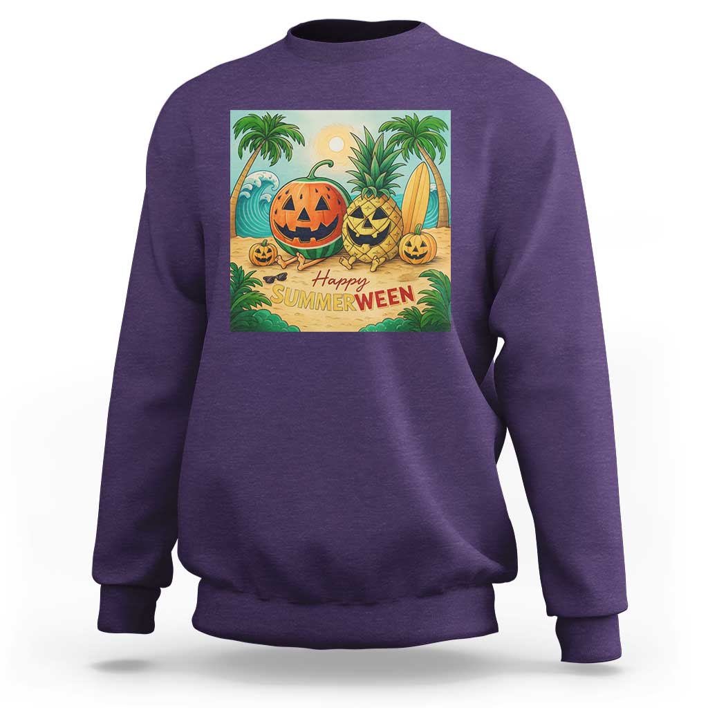 Retro Tropical Summerween Sweatshirt Halloween Summer Beach Cocktail Boo - Wonder Print Shop