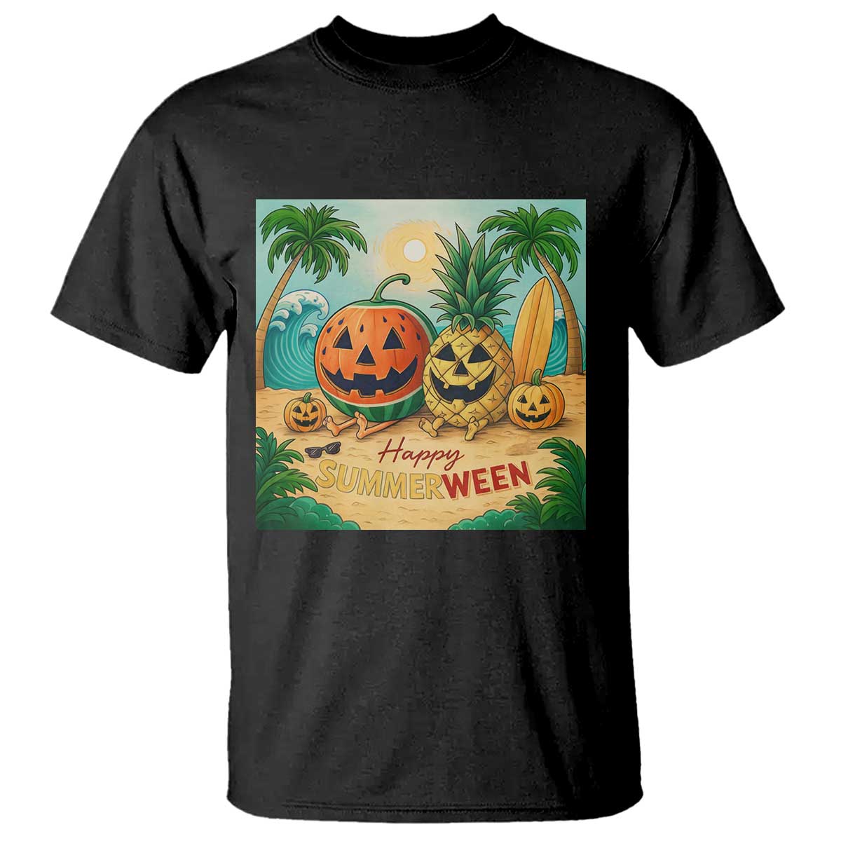 Retro Tropical Summerween T Shirt Halloween Summer Beach Cocktail Boo - Wonder Print Shop