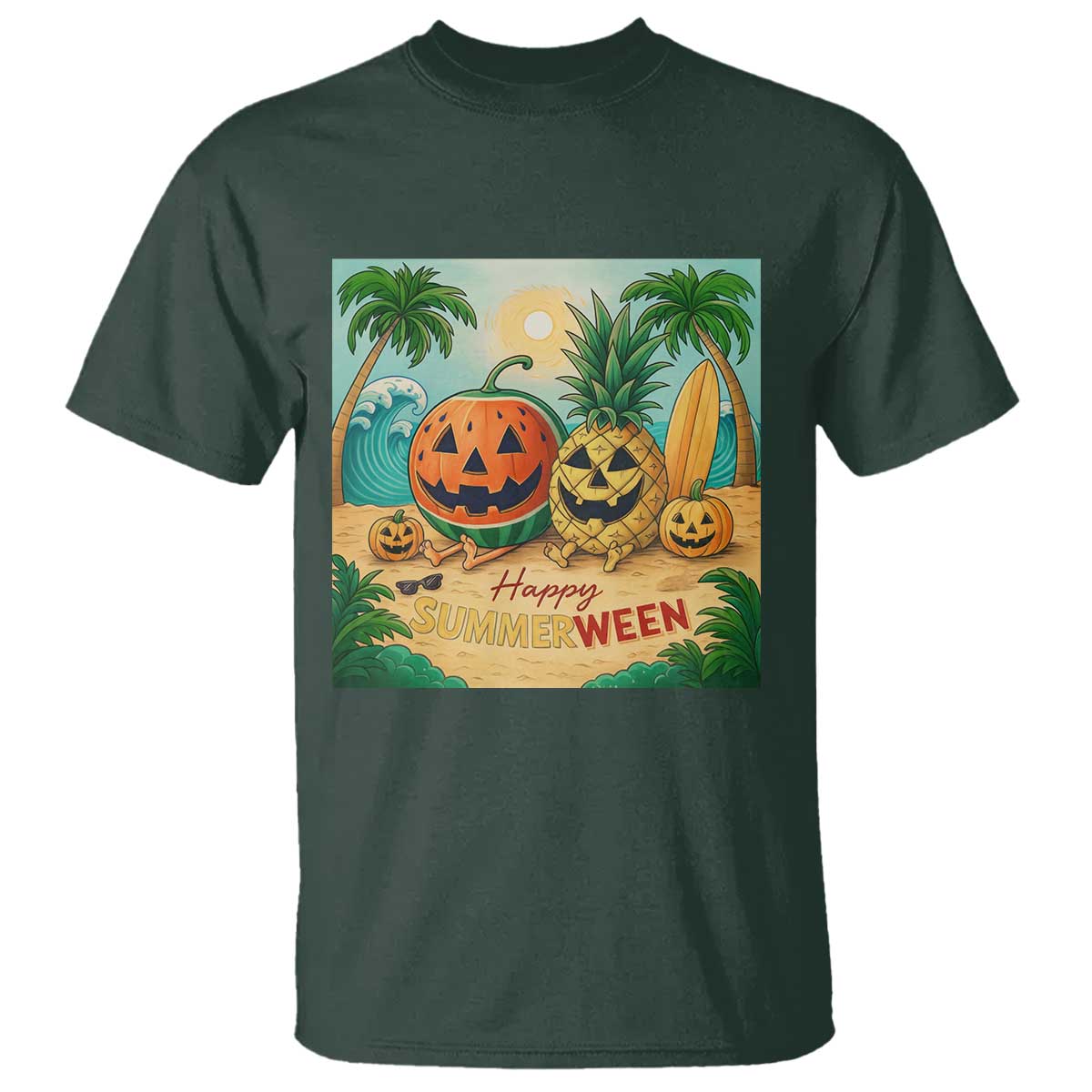 Retro Tropical Summerween T Shirt Halloween Summer Beach Cocktail Boo - Wonder Print Shop