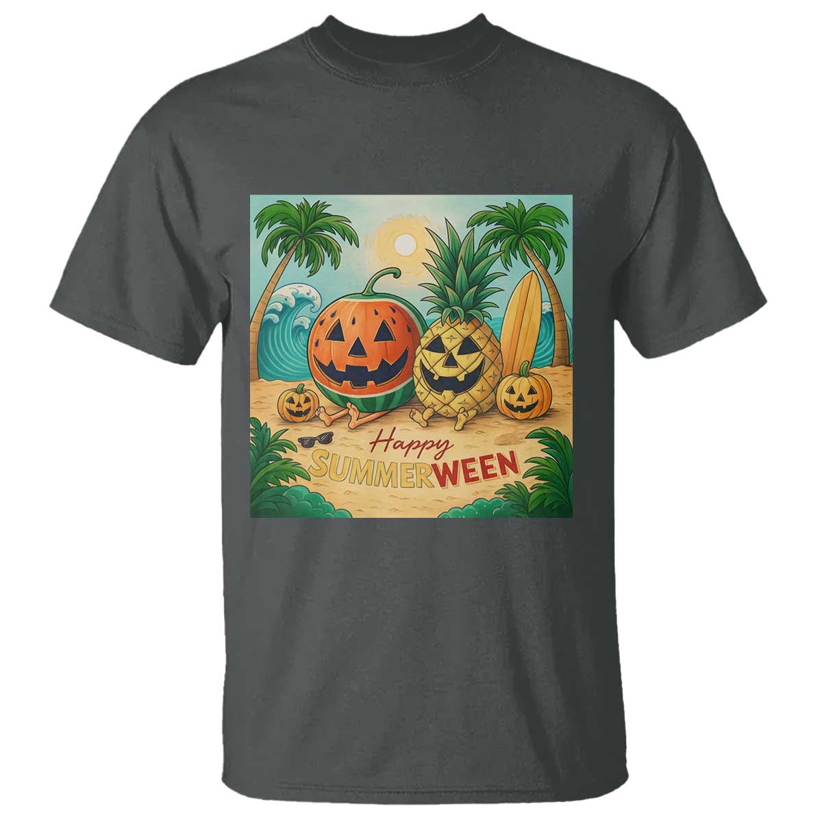 Retro Tropical Summerween T Shirt Halloween Summer Beach Cocktail Boo - Wonder Print Shop