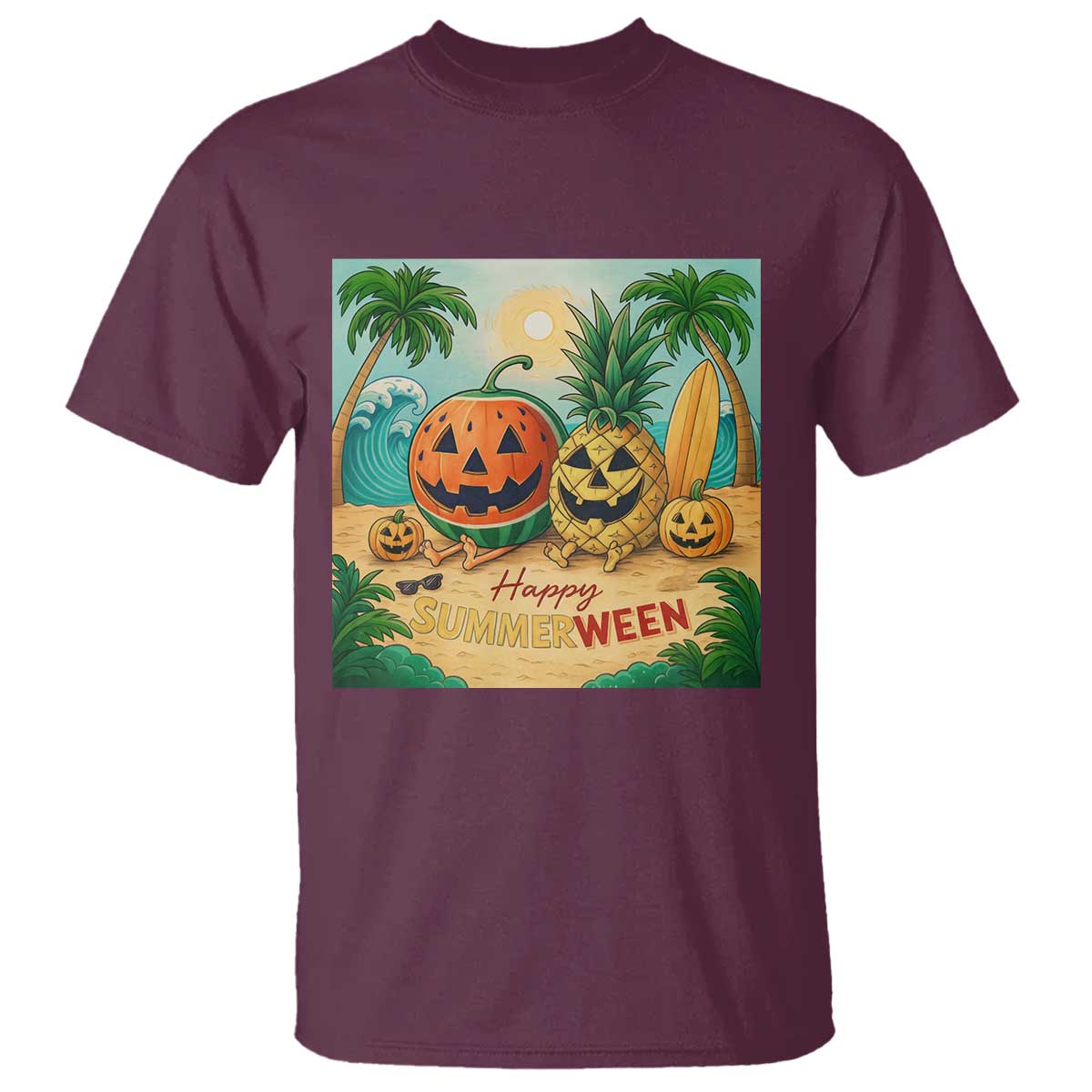 Retro Tropical Summerween T Shirt Halloween Summer Beach Cocktail Boo - Wonder Print Shop