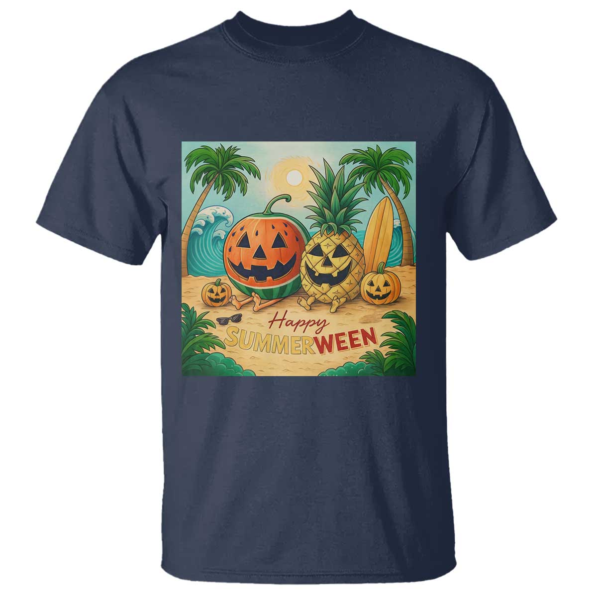Retro Tropical Summerween T Shirt Halloween Summer Beach Cocktail Boo - Wonder Print Shop