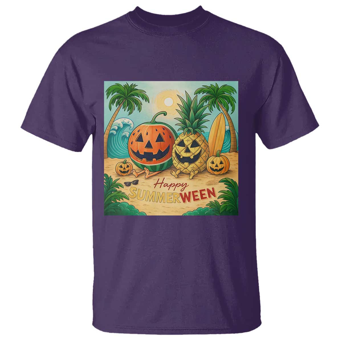 Retro Tropical Summerween T Shirt Halloween Summer Beach Cocktail Boo - Wonder Print Shop