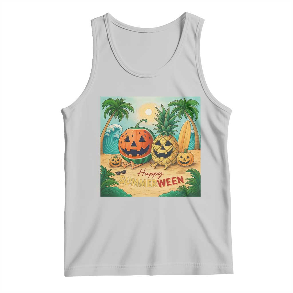 Retro Tropical Summerween Tank Top Halloween Summer Beach Cocktail Boo - Wonder Print Shop
