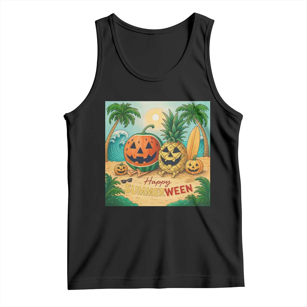 Retro Tropical Summerween Tank Top Halloween Summer Beach Cocktail Boo - Wonder Print Shop