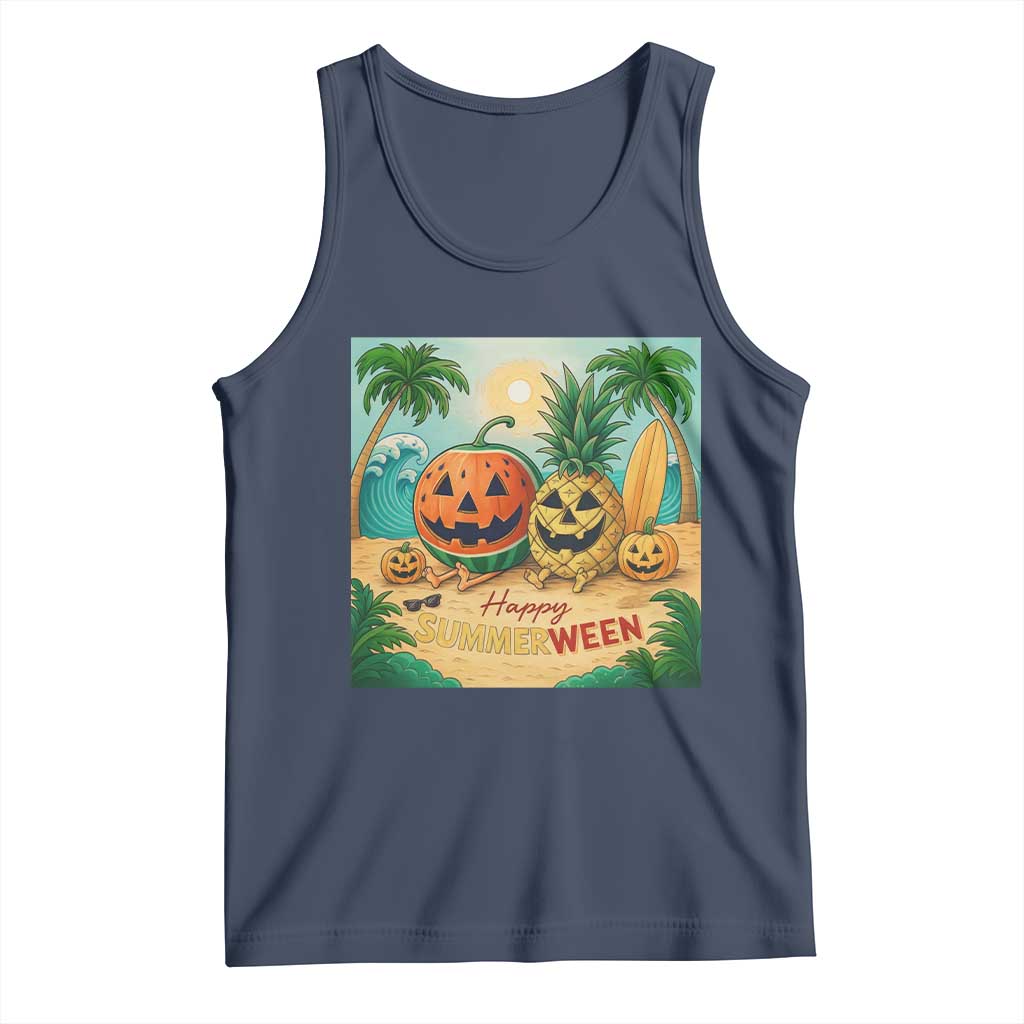 Retro Tropical Summerween Tank Top Halloween Summer Beach Cocktail Boo - Wonder Print Shop