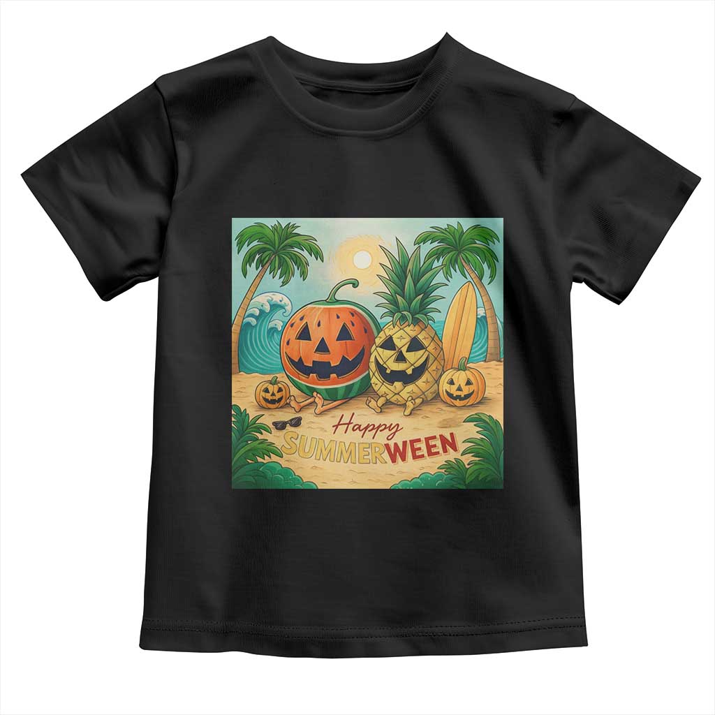 Retro Tropical Summerween Toddler T Shirt Halloween Summer Beach Cocktail Boo - Wonder Print Shop