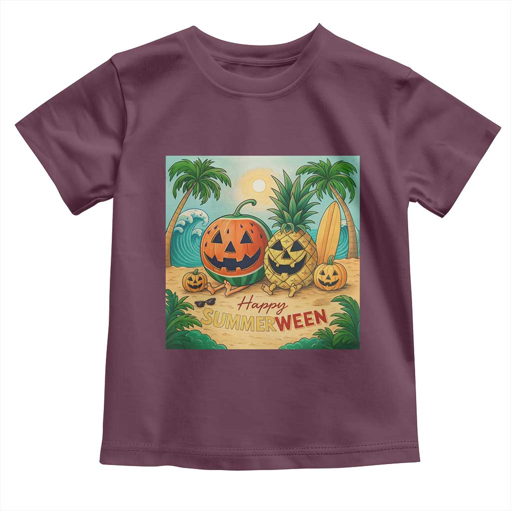 Retro Tropical Summerween Toddler T Shirt Halloween Summer Beach Cocktail Boo - Wonder Print Shop