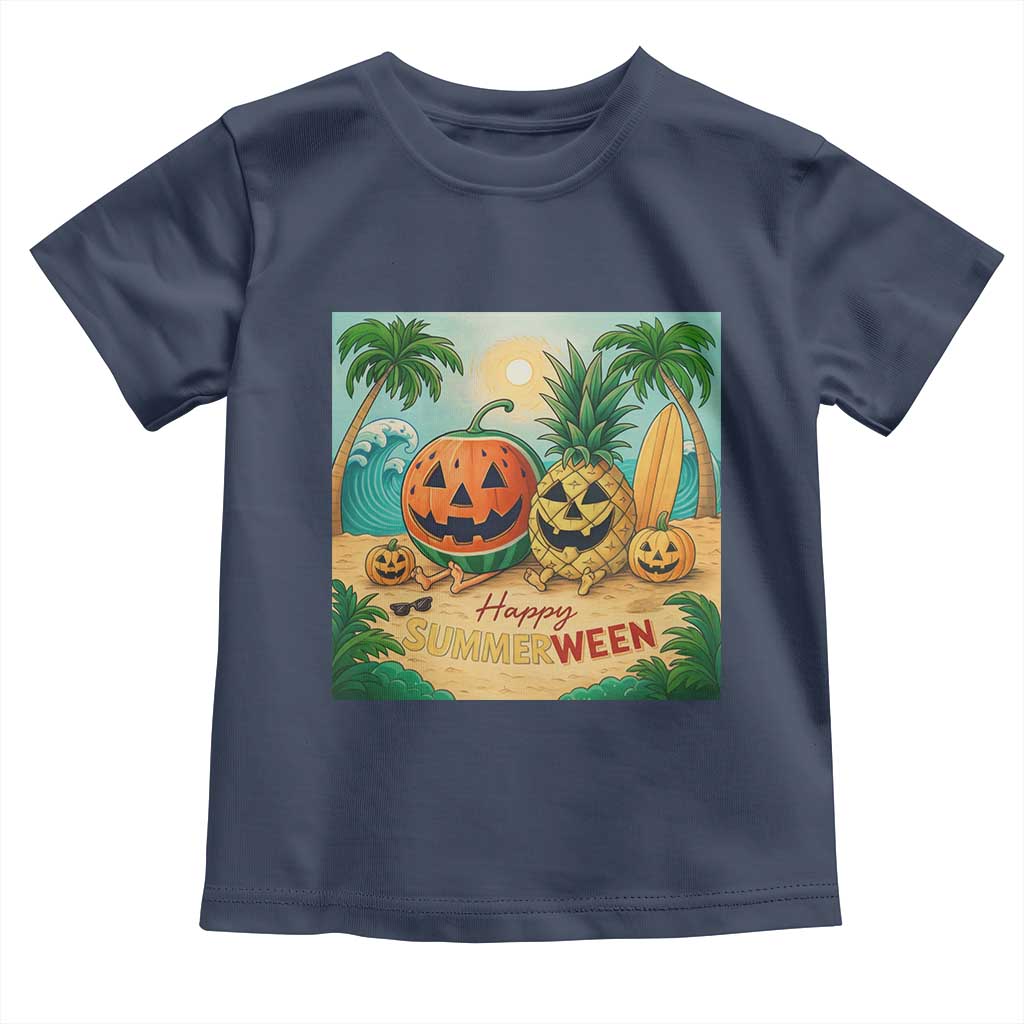 Retro Tropical Summerween Toddler T Shirt Halloween Summer Beach Cocktail Boo - Wonder Print Shop