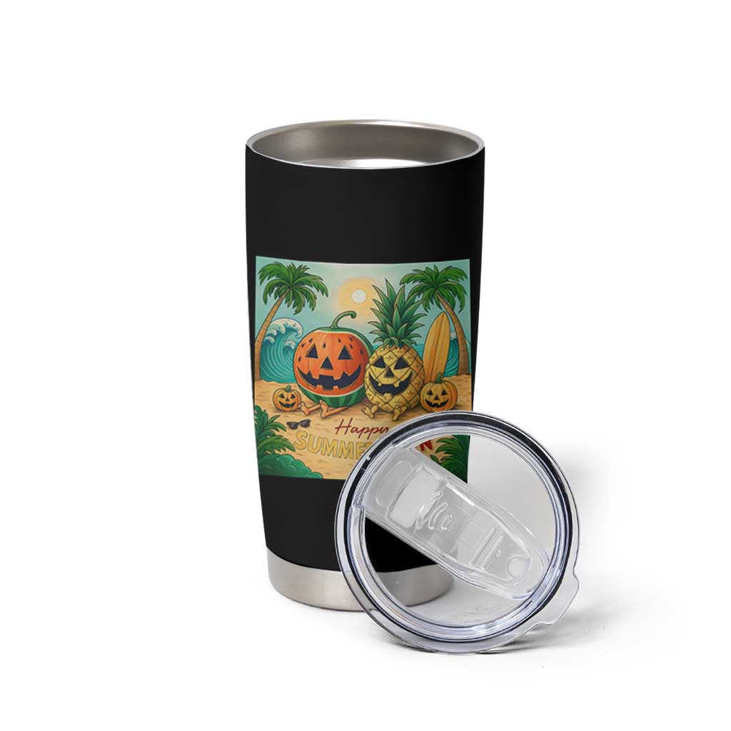 Retro Tropical Summerween Tumbler Cup Halloween Summer Beach Cocktail Boo - Wonder Print Shop