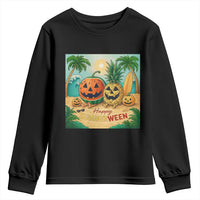 Retro Tropical Summerween Youth Sweatshirt Halloween Summer Beach Cocktail Boo - Wonder Print Shop