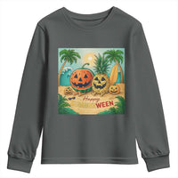 Retro Tropical Summerween Youth Sweatshirt Halloween Summer Beach Cocktail Boo - Wonder Print Shop