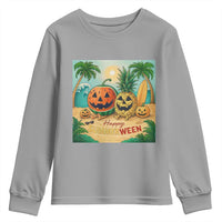 Retro Tropical Summerween Youth Sweatshirt Halloween Summer Beach Cocktail Boo - Wonder Print Shop