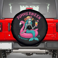Summerween Skeleton Mermaid Spare Tire Cover Flamingo Float Funny Spooky Summer Halloween Vibes - Wonder Print Shop
