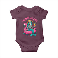 Summerween Skeleton Mermaid Baby Onesie Flamingo Float Funny Spooky Summer Halloween Vibes - Wonder Print Shop