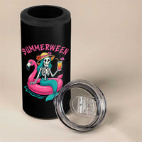 Summerween Skeleton Mermaid 4 in 1 Can Cooler Tumbler Flamingo Float Funny Spooky Summer Halloween Vibes - Wonder Print Shop