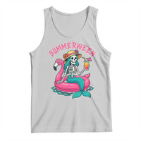 Summerween Skeleton Mermaid Tank Top Flamingo Float Funny Spooky Summer Halloween Vibes - Wonder Print Shop
