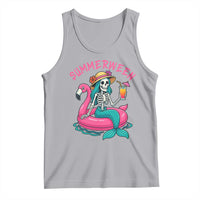 Summerween Skeleton Mermaid Tank Top Flamingo Float Funny Spooky Summer Halloween Vibes - Wonder Print Shop