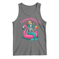 Summerween Skeleton Mermaid Tank Top Flamingo Float Funny Spooky Summer Halloween Vibes - Wonder Print Shop