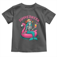 Summerween Skeleton Mermaid Toddler T Shirt Flamingo Float Funny Spooky Summer Halloween Vibes - Wonder Print Shop