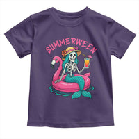 Summerween Skeleton Mermaid Toddler T Shirt Flamingo Float Funny Spooky Summer Halloween Vibes - Wonder Print Shop