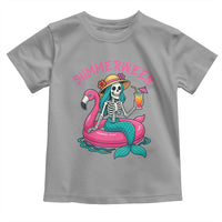 Summerween Skeleton Mermaid Toddler T Shirt Flamingo Float Funny Spooky Summer Halloween Vibes - Wonder Print Shop