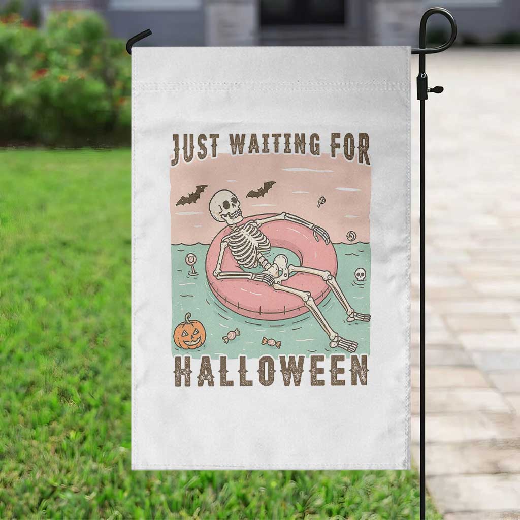Spooky Summer Skeleton Garden Flag Just Waiting For Halloween Summer Pool Party - Wonder Print Shop