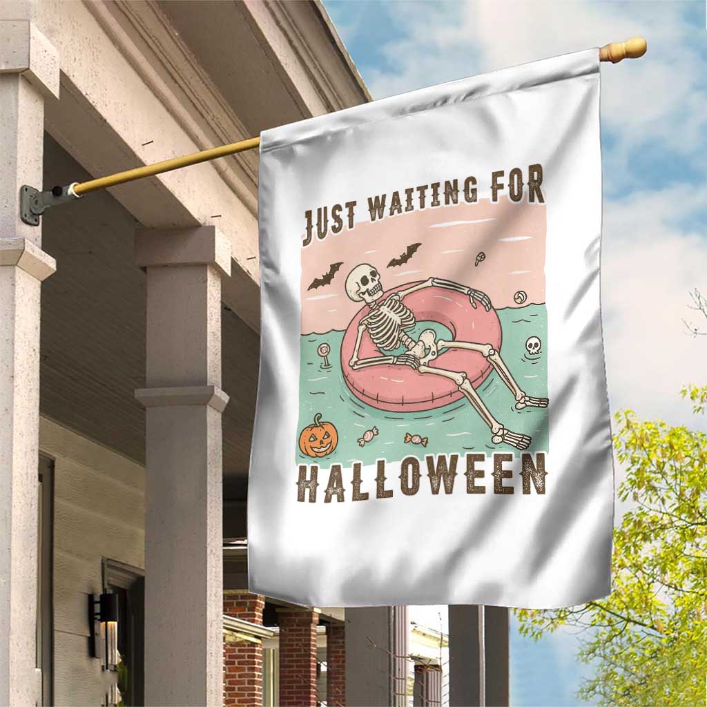 Spooky Summer Skeleton Garden Flag Just Waiting For Halloween Summer Pool Party - Wonder Print Shop