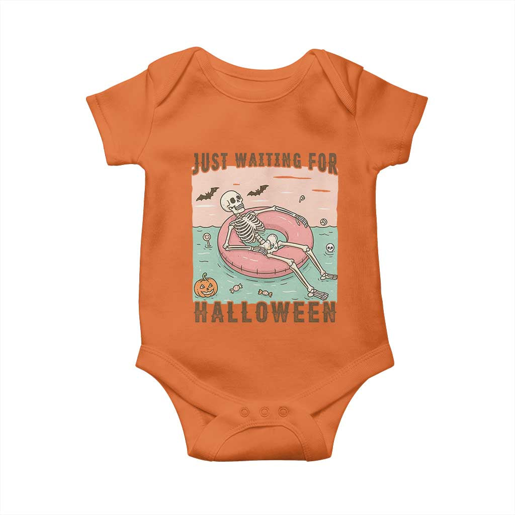 Spooky Summer Skeleton Baby Onesie Just Waiting For Halloween Summer Pool Party - Wonder Print Shop