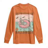Spooky Summer Skeleton Long Sleeve Shirt Just Waiting For Halloween Summer Pool Party - Wonder Print Shop