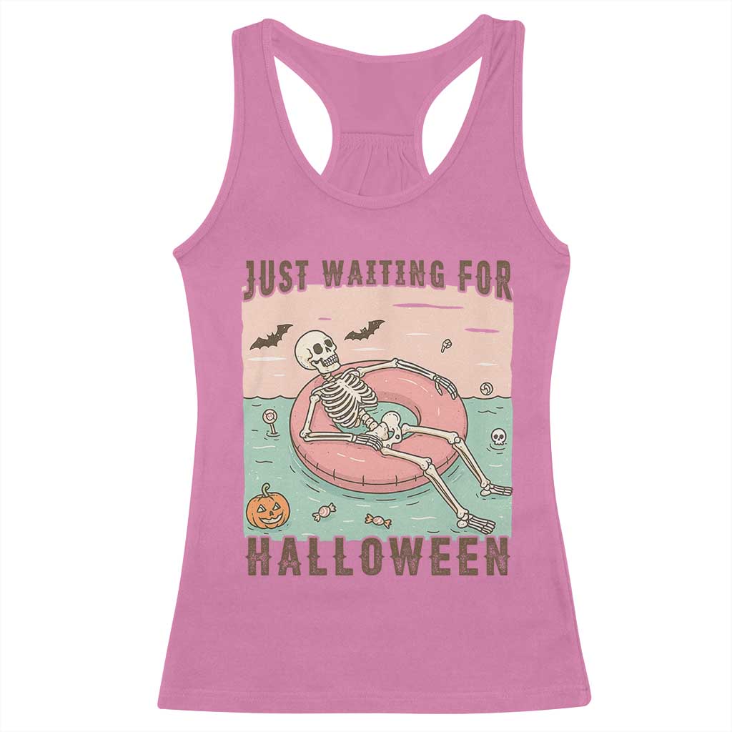 Spooky Summer Skeleton Racerback Tank Top Just Waiting For Halloween Summer Pool Party - Wonder Print Shop