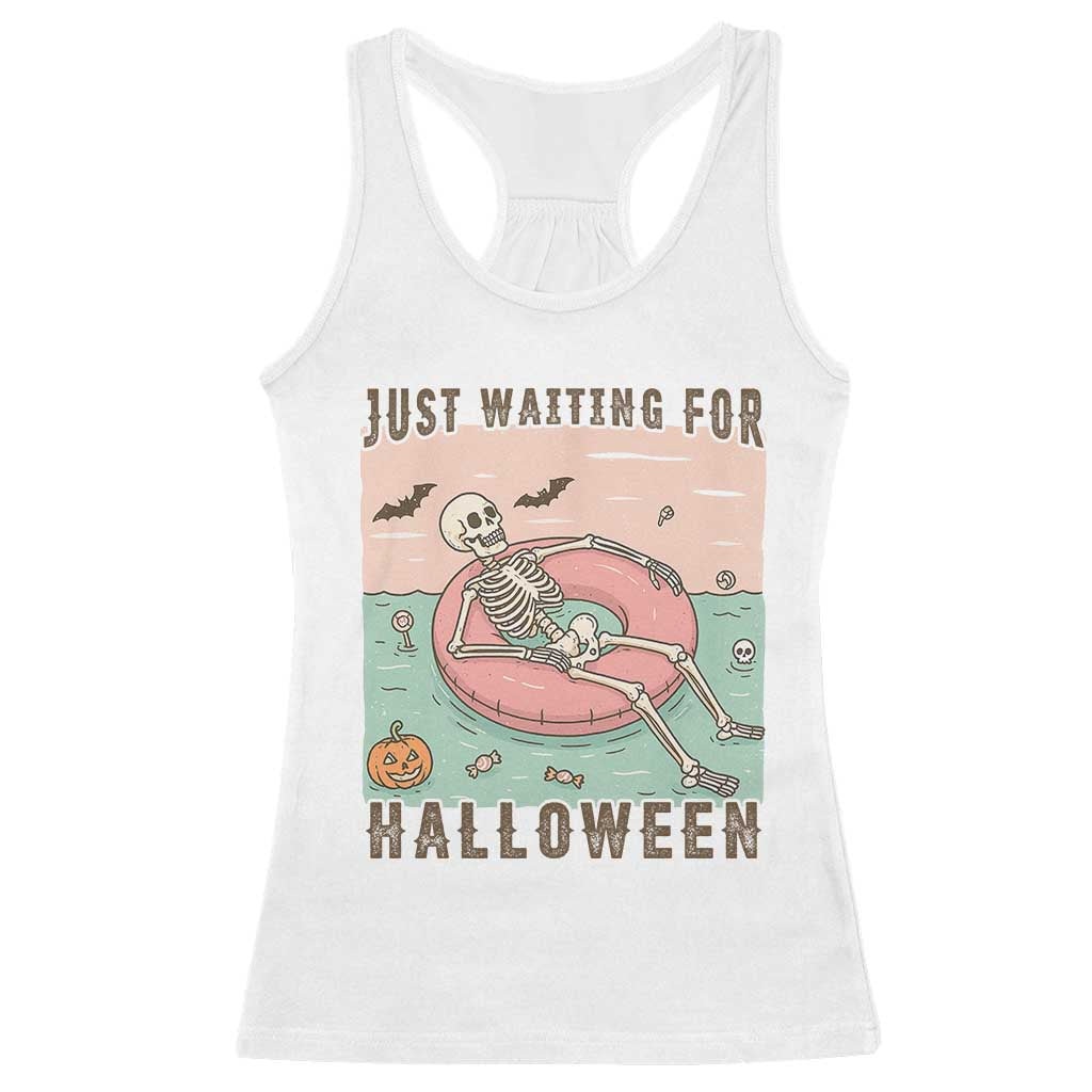 Spooky Summer Skeleton Racerback Tank Top Just Waiting For Halloween Summer Pool Party - Wonder Print Shop