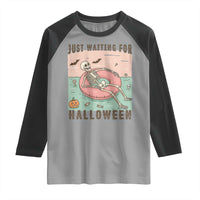 Spooky Summer Skeleton Raglan Shirt Just Waiting For Halloween Summer Pool Party - Wonder Print Shop